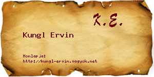 Kungl Ervin névjegykártya